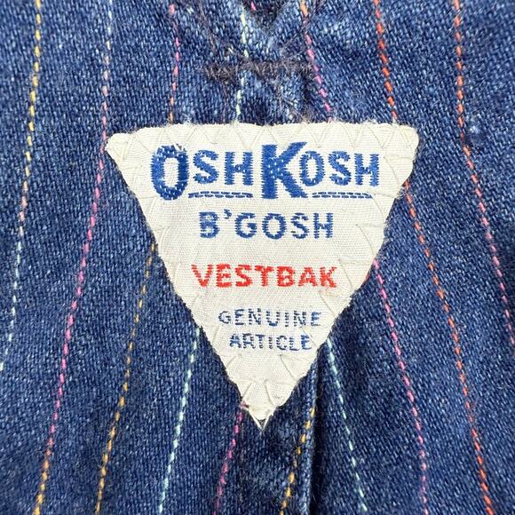 VTG OshKosh B'gosh Vestback Baby 12‎ months Blue Striped USA Made Bib Overalls - Picture 9 of 11